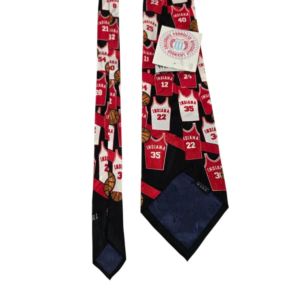 Wear Ties Mens Necktie Red Black Silk Indiana Basketball‎ Jersey Sporty Coach